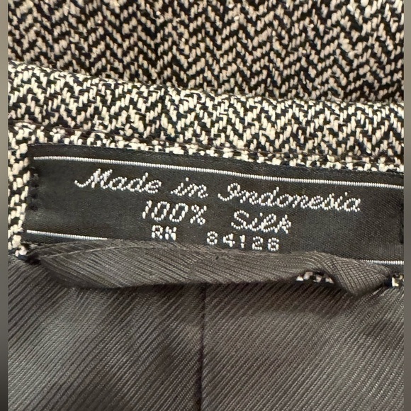 Vintage S&K Famous Brands 100% Silk Men’s Blazer Black White 44 Suit Jacket - Picture 5 of 8